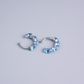 Kaf Xuping Rhodium-plated with blue crystals 13x3mm +