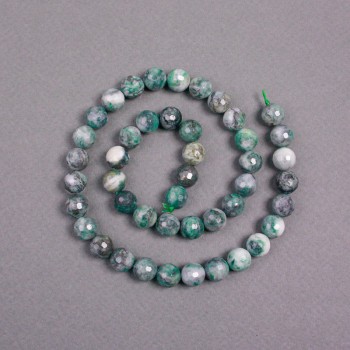 Lepidolite beads on a string, natural stone, faceted round beads, diameter 8.5 mm, length 38 cm