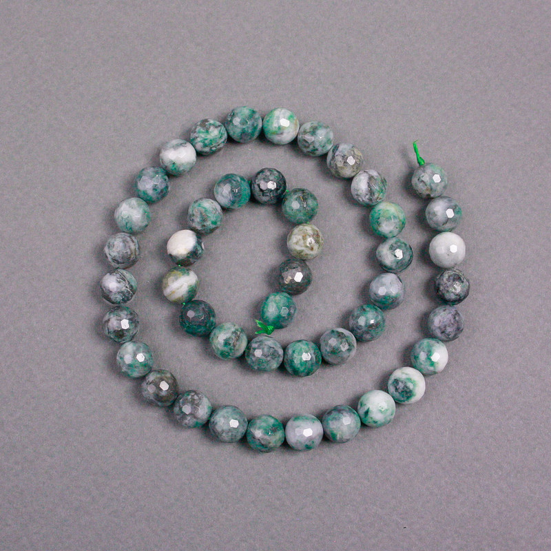 Lepidolite beads on a string, natural stone, faceted round beads, diameter 8.5 mm, length 38 cm