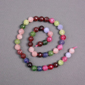 Beads on a thread tourmaline natural stone faceted bead, diameter 8.5 mm, length 38 cm