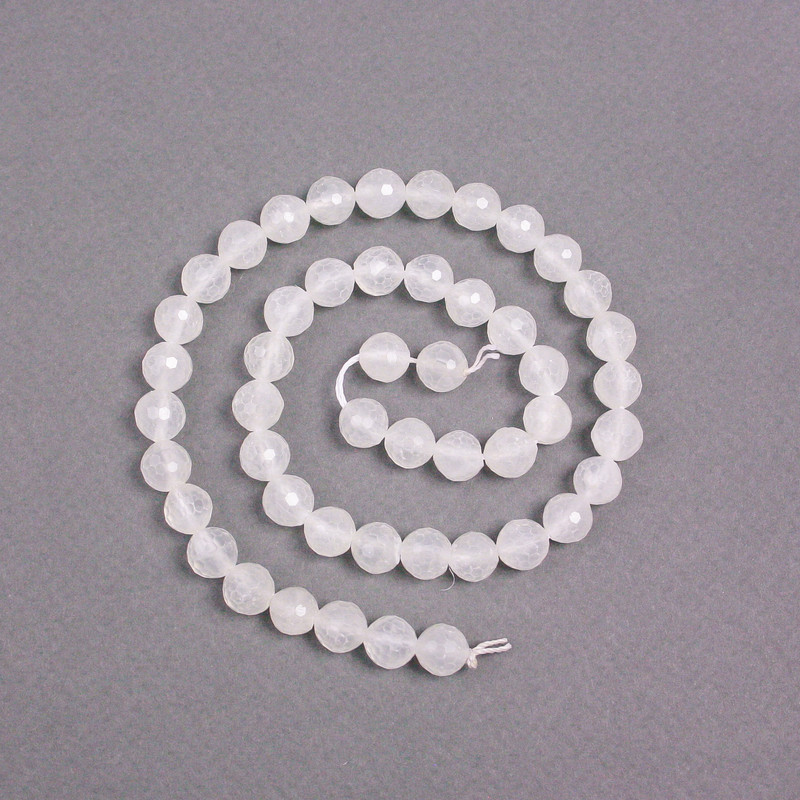 Beads on a thread - Rock crystal natural stone faceted bead, 8 mm diameter ±, length 39 cm ±
