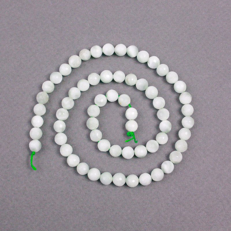 Angelite Beads, Natural Stone Faceted Round Bead, 6mm Diameter ±, 38cm Length ± on Thread