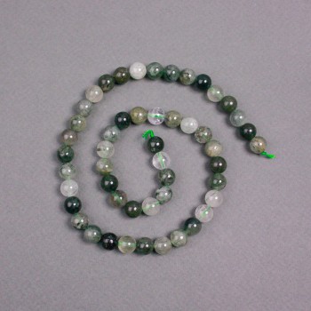 Rutilated Quartz Beads on Thread, natural stone, smooth round beads, 6 mm diameter, length 39 cm
