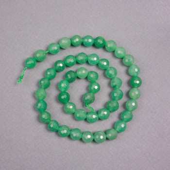 Nephrite beads on a thread, natural stone, faceted ball bead, diameter 8mm+-, length 39cm+