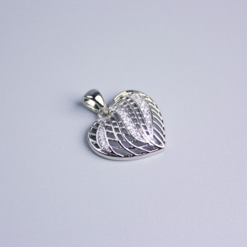 Xuping Rhodium Heart Pendant with White Crystals 15x17 mm+