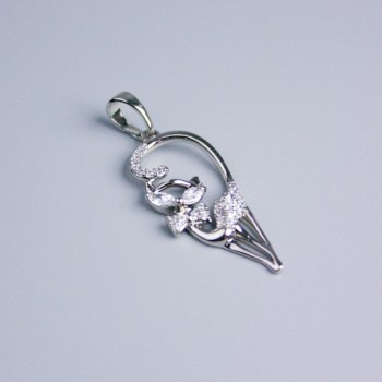 Pendant Xuping Rhodium 'Cat' with White Crystals 27x13 mm+