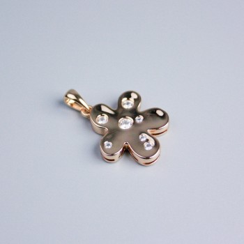 Xuping 18K Gold-Plated Pendant 'Flower with White Crystals', diameter 19×18 mm+
