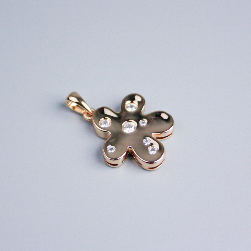 Xuping 18K Gold-Plated Pendant 'Flower with White Crystals', diameter 19×18 mm+