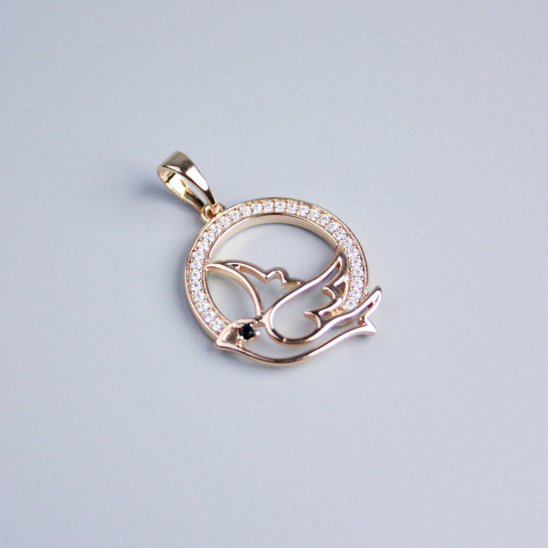 Pendant Xuping 18K Gold Plating Dove with White Crystals, 19mm diameter+
