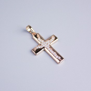 Xuping Pendant 18K Gold Plating Cross with White Crystals