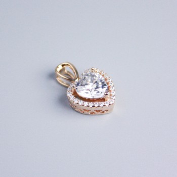 Xuping Pendant 18K Gold Plating Heart with White Crystals and a Crystal, diameter 12x13 mm+