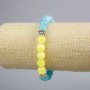 Bracelet 'Ukraine' Aquamarine (imitation), Citrine (imitation) smooth beads, diameter 8.5 mm, length 18 cm (stretch)