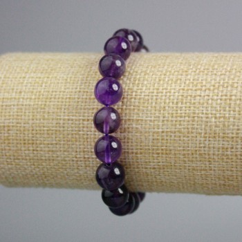 Amethyst bracelet, smooth beads, 10 mm diameter ±, 18 cm length ± (stretch)
