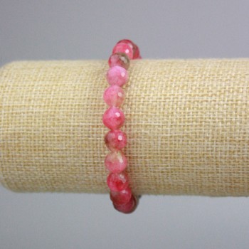 Bracelet Multicolored Tourmaline - Faceted Bead, 8mm diameter, 18cm length +/- (stretch)