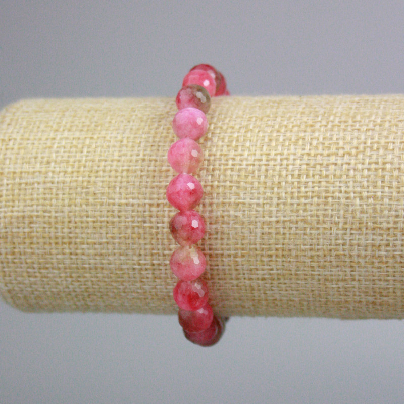 Bracelet Multicolored Tourmaline - Faceted Bead, 8mm diameter, 18cm length +/- (stretch)