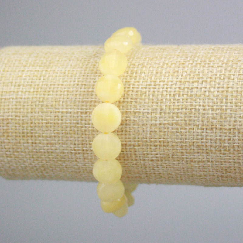 Citrine Bracelet with Faceted Coin Beads, diameter 10.5 mm, length 18 cm (stretch)