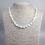 Aquamarine Necklace with natural stone, faceted beads, diameter 9x8 mm +-, length 48 cm+-