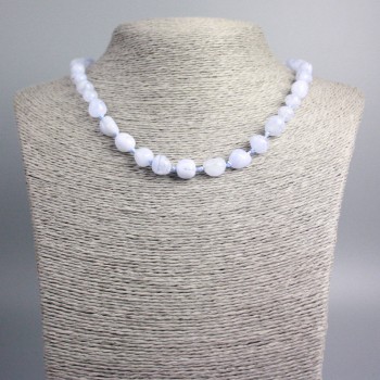 Aquamarine necklace, natural stone, faceted beads, diameter 11x8 mm +-, length 46 cm+-