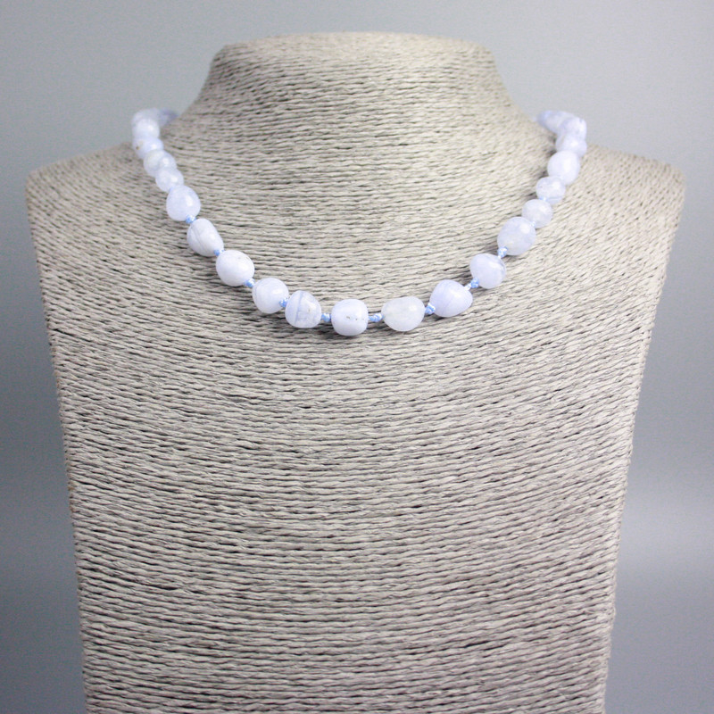 Aquamarine necklace, natural stone, faceted beads, diameter 11x8 mm +-, length 46 cm+-