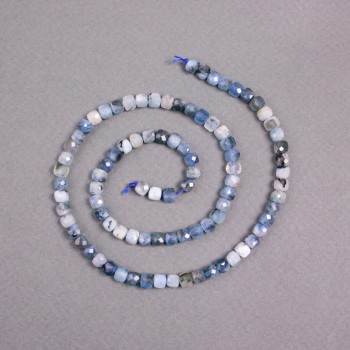 Kyanite beads on thread, natural stone, faceted cube, diameter 4.5x4.5 mm, length 39 cm