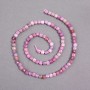 Ruby Beads on Thread, Natural Stone, Faceted Cubes, 4x4 mm, 39 cm Length
