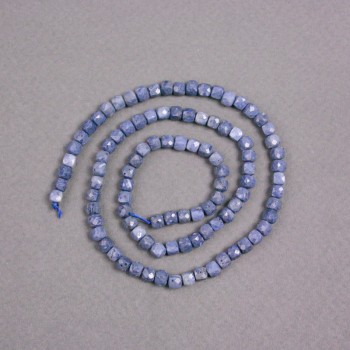 Beads on a thread - Sponge coral natural faceted cube, 4x4 mm diameter, 39 cm length