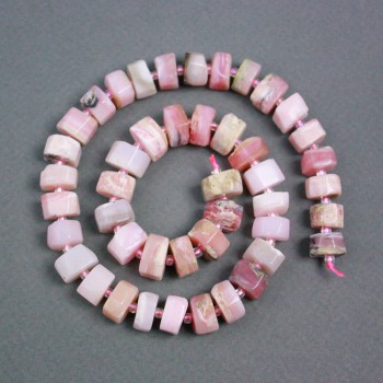 Beads on a Thread Pink Opal Rondelle, 12x7 mm diameter ± with seed beads, 2 mm diameter ±, length 39 cm ±