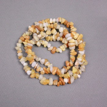 Yellow agate chip beads on beading thread, 8x7x4 mm, length 80 cm ±