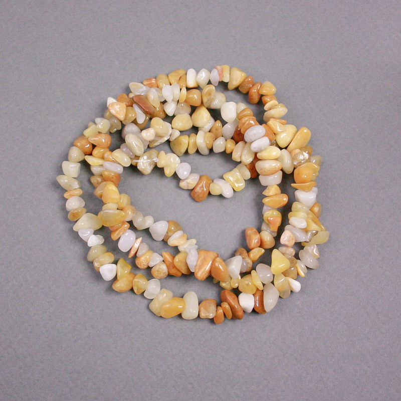 Yellow agate chip beads on beading thread, 8x7x4 mm, length 80 cm ±