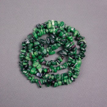 Zoisite chips on beading line, 7×6×3 mm, length 80 cm