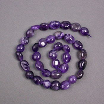Amethyst natural stone faceted beads on thread, diameter 10x9 mm, length 39 cm +/-