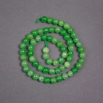 Nephrite beads on thread, smooth round beads, diameter 6.5 mm, length 39 cm