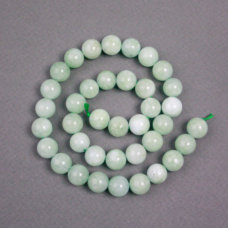 Amazonite beads on thread, natural stone, smooth round beads, diameter 10.5 mm, length 38 cm