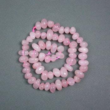 Beads on Thread Pink Quartz Natural Stone Briolette, Diameter 10x7 mm, Length 40 cm