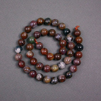 Petersite Beads on Thread, Natural Stone, Smooth Round Beads, Diameter 8.5 mm, Length 39 cm