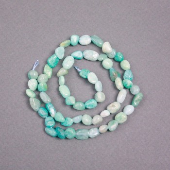 Chrysoprase natural stone faceted beads on a thread, diameter 9x11 mm, length 39 cm