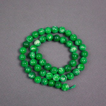Beads on a Thread Chrysoprase (Synthetic) Smooth Spheres, 6.5 mm Diameter, 38 cm Length