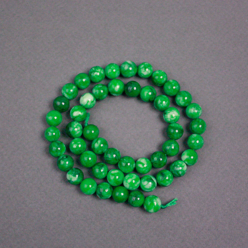 Beads on a Thread Chrysoprase (Synthetic) Smooth Spheres, 6.5 mm Diameter, 38 cm Length