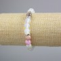 Moonstone (Opalite) Bracelet, Multicolored Jadeite Smooth Beads, 8 mm Diameter ± with Rhinestones, Length 18 cm ± (Stretch)