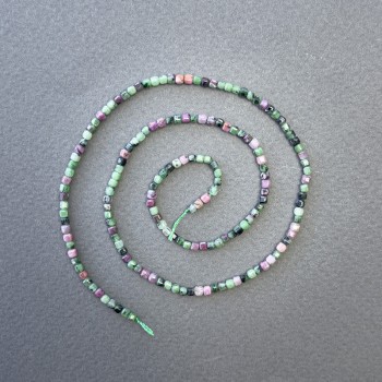 Beads on thread Zoisite, natural stone cube, diameter 2-3 mm, length 39 cm