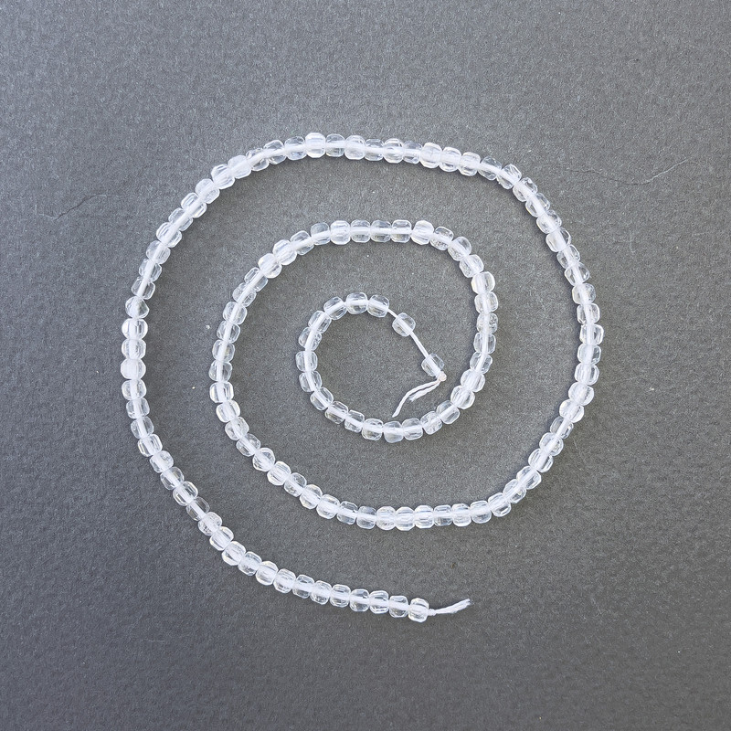 Beads on a string — Rock crystal natural stone cube beads, 3×3 mm diameter, 39 cm length