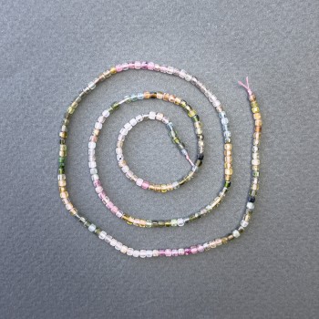 Tourmaline Bead Strand Assortment, Natural Stone Cube, 2x2 mm, length 40 cm