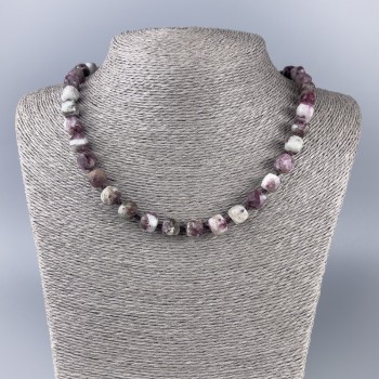 Necklace with natural tourmaline, faceted cube bead, 9x9 mm, length 50 cm