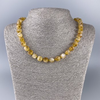 Citrine necklace with natural gemstone, faceted cube beads, 9x9 mm diameter, 50 cm length