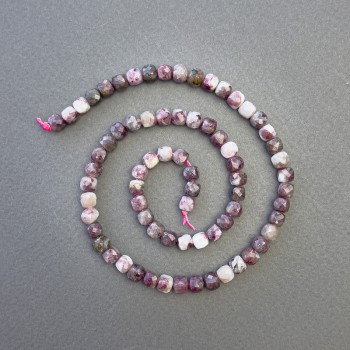 Tourmaline beads, natural gemstone, faceted cube, 5×5 mm diameter, 38 cm length on thread