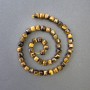Tiger's Eye Beads, Natural Stone, Faceted Cube, 7x7 mm, 39 cm length on thread