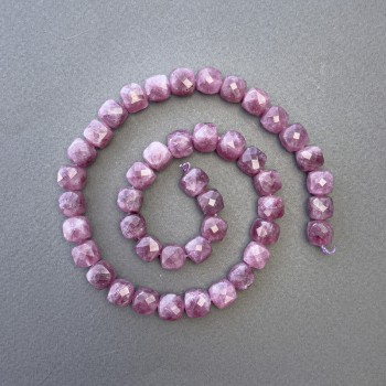 Rubellite Tourmaline Beads, Natural Stone, Faceted Cubes, 9x9mm, Length 39cm, on Thread