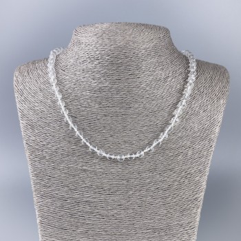 Rock crystal necklace with faceted bead, 6 mm diameter, 47 cm length