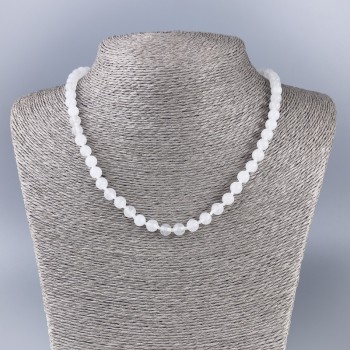 Necklace White Quartz (acrylic imitation) smooth beads, diameter 6.5 mm, length 47 cm