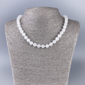Necklace White Quartz (acrylic imitation) smooth beads, diameter 8.5 mm, length 47 cm